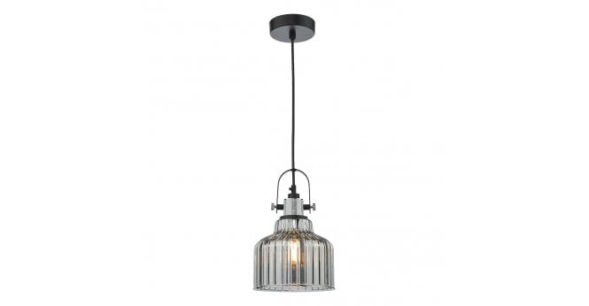 Där Lighting Rhode Single Pendant Polished Chrome Smoked Glass