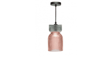 Rhubarb Pendant Pink and Green Ribbed Glass