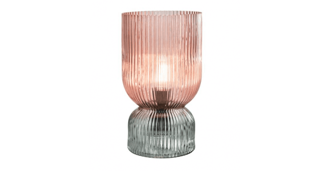 Där Lighting Rhubarb Table Lamp Pink and Green Ribbed Glass