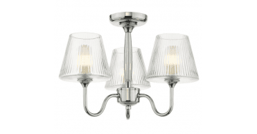 Rimaz 3 Light Bathroom Semi Flush Polished Chrome and Ribbed Glass IP44