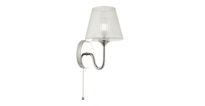 Där Lighting Rimaz Bathroom Wall Light Polished Chrome and Ribbed Glass IP44
