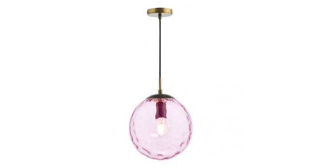 Där Lighting Ripple Pendant Bronze and Pink Glass