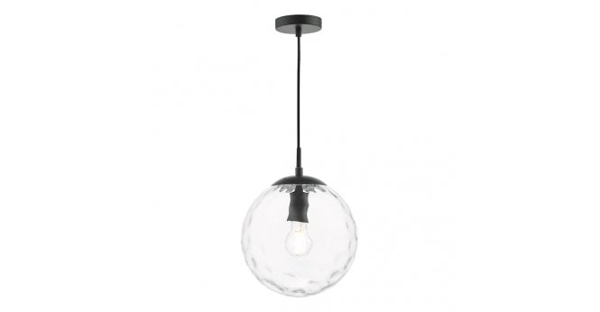 Där Lighting Ripple Pendant Matt Black & Clear Glass