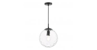 Ripple Pendant Matt Black & Clear Glass