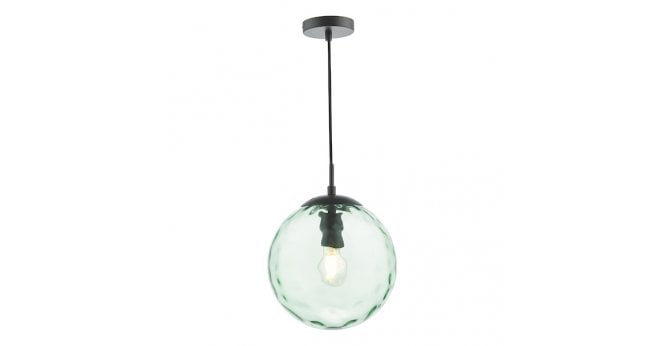 Där Lighting Ripple Pendant Matt Black & Green Glass