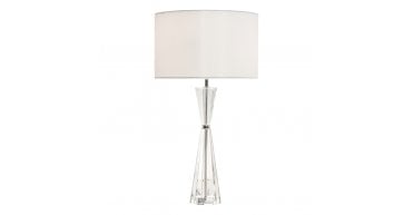 Risha 2 Light Table Lamp Crystal & Polished Nickel With Shade
