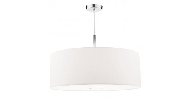 Där Lighting Ronda 3 Light Pendant White Faux Silk Shade 60cm