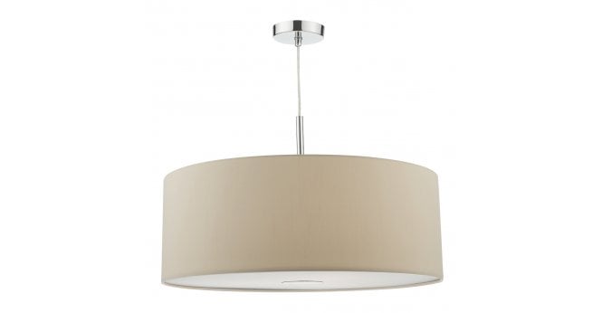 Där Lighting Ronda 3lt Pendant Ecru Faux Silk Shade 60cm
