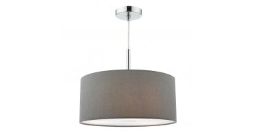 Ronda 3lt Pendant Grey Faux Silk Shade 40cm