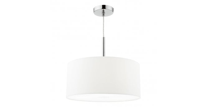 Där Lighting Ronda 3lt Pendant White Faux Silk Shade 40cm