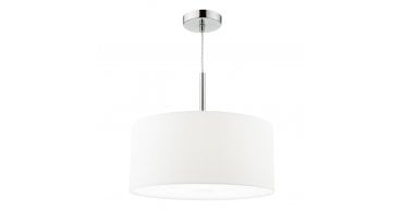 Ronda 3lt Pendant White Faux Silk Shade 40cm