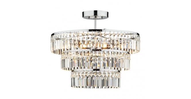 Där Lighting Rowena 3 Light 3 Tier Semi Flush Polished Chrome