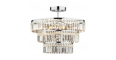 Rowena 3 Light 3 Tier Semi Flush Polished Chrome