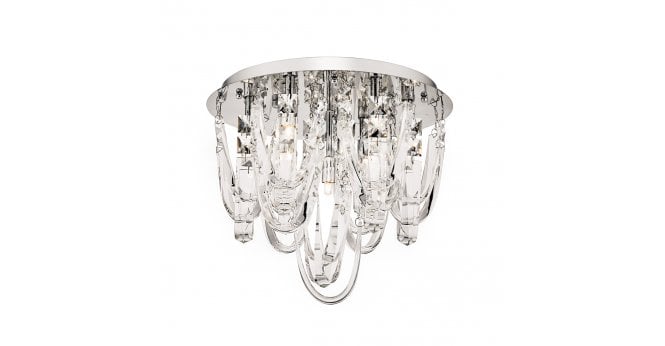 Där Lighting Roxanne Small 7 Light Flush Polished Chrome Crystal