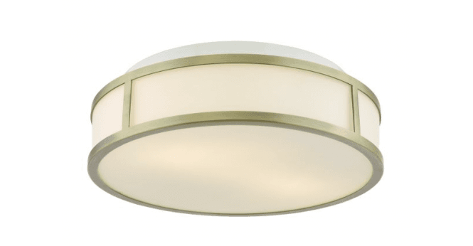 Där Lighting Royce 2 Light Bathroom Flush Matt Antique Brass and Opal Glass IP44