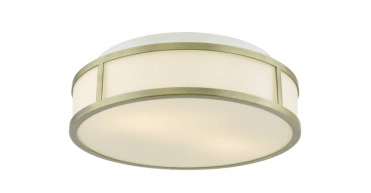 Royce 2 Light Bathroom Flush Matt Antique Brass and Opal Glass IP44