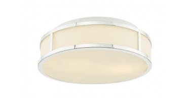 Royce 2 Light Bathroom Flush Polished Chrome and Opal Glass IP44