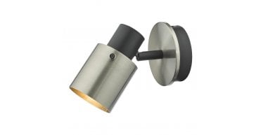 Ryan Single Wall Spotlight Brushed Nickel Matt Black