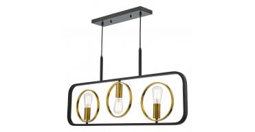 Ryota 3 Light Bar Pendant Satin Black Antique Gold