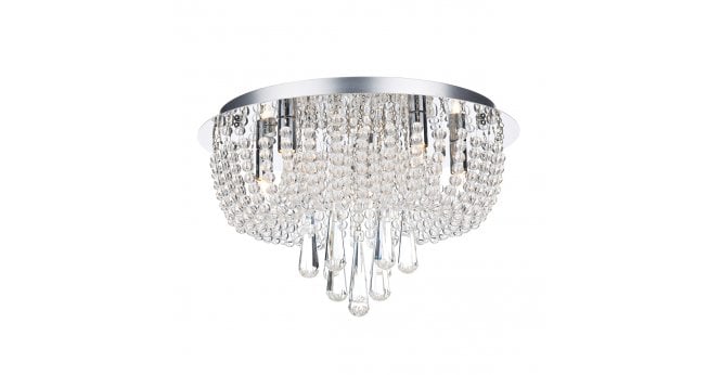 Där Lighting Saigon 5 Light Flush Crystal and Polished Chrome