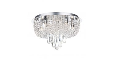 Saigon 5 Light Flush Crystal and Polished Chrome