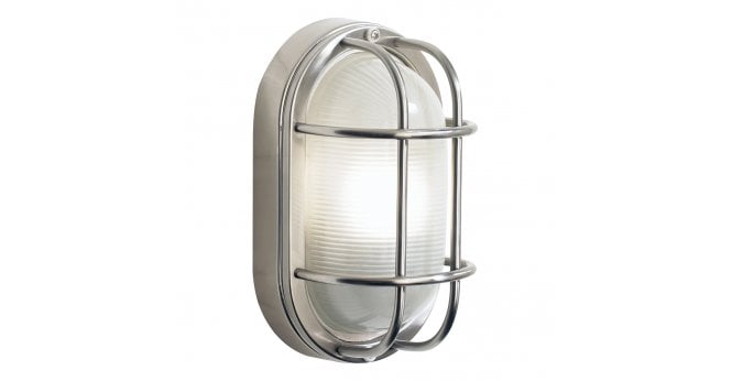 Där Lighting Salcombe Oval Outdoor Wall Light Stainless Steel Glass IP44