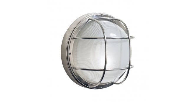 Där Lighting Salcombe Round Outdoor Wall Light Stainless Steel Glass IP44