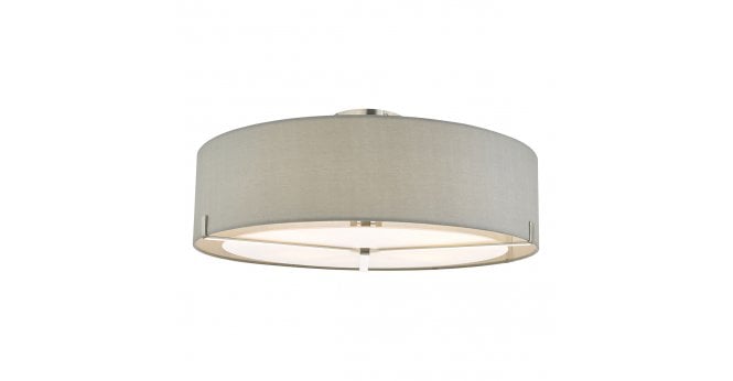 Där Lighting Santino 3 Light Semi Flush Satin Chrome With Grey Shade