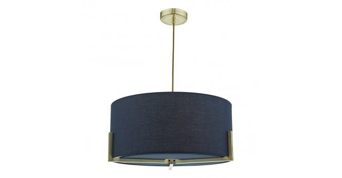 Där Lighting Santino Pendant Gold With Navy Cotton Shade
