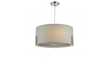 Santino Pendant Satin Chrome With Grey Cotton Shade
