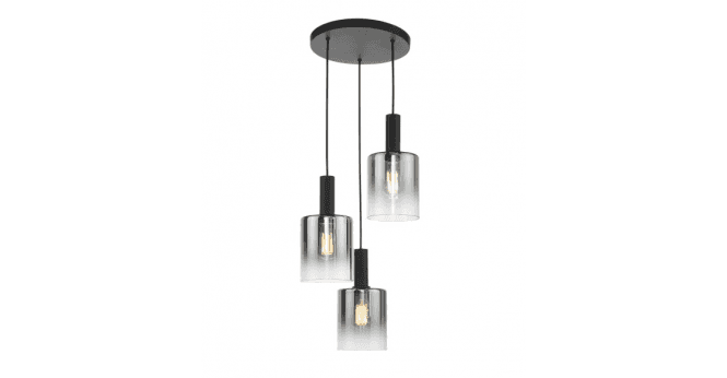 Där Lighting Savannah 3 Light Cluster Pendant Matt Black and Smoked Glass