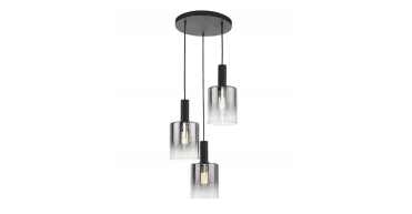 Savannah 3 Light Cluster Pendant Matt Black and Smoked Glass