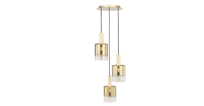 Där Lighting Savannah 3 Light Cluster Pendant Satin Gold and Gold Ombre Glass