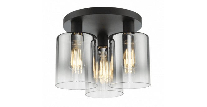 Där Lighting Savannah 3 Light Flush Matt Black and Smoked Glass