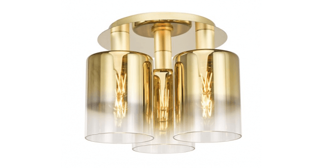 Där Lighting Savannah 3 Light Flush Satin Gold and Gold Ombre Glass