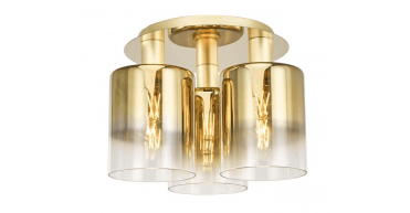 Savannah 3 Light Flush Satin Gold and Gold Ombre Glass