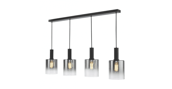 Där Lighting Savannah 4 Light Bar Pendant Matt Black and Smoked Glass