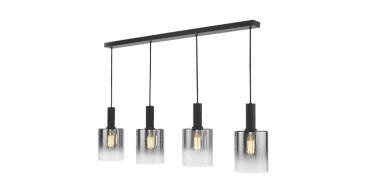 Savannah 4 Light Bar Pendant Matt Black and Smoked Glass