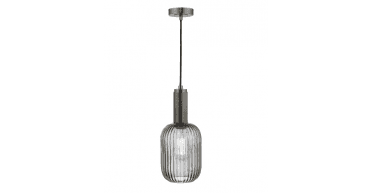 Sawyer Pendant Antique Chrome and Smoked Ribbed Glass