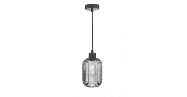 Sawyer Pendant Matt Black and Smoked Ribbed Glass