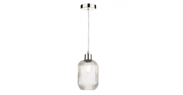 Sawyer Pendant Polished Chrome and Ribbed Glass