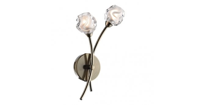 Där Lighting Seattle 2 Light Wall Light Antique Brass Glass