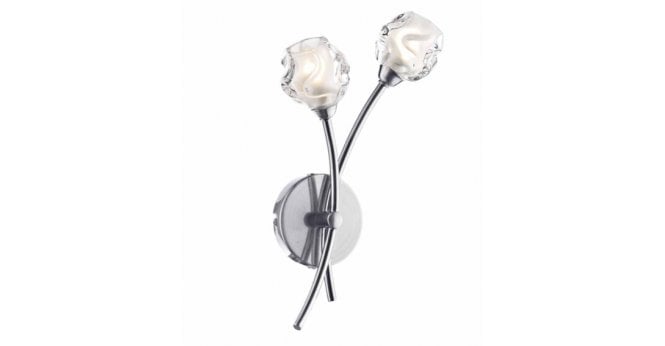 Där Lighting Seattle 2 Light Wall Light Satin Chrome Glass
