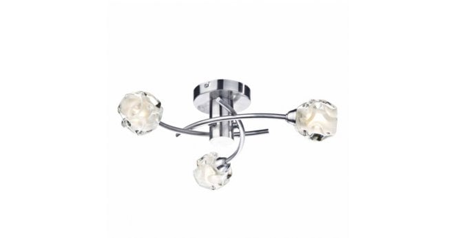 Där Lighting Seattle 3 Light Flush Satin Chrome Glass