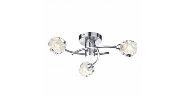 Seattle 3 Light Flush Satin Chrome Glass