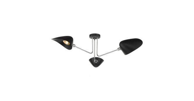 Där Lighting Sebastian 3 Light Semi Flush Matt Black Polished Chrome