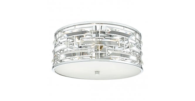 Där Lighting Seville 3 Light Flush Polished Chrome Crystal With Diffuser