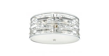 Seville 3 Light Flush Polished Chrome Crystal With Diffuser