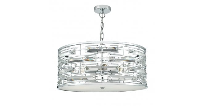 Där Lighting Seville 6 Light Pendant K9 Crystal Polished Chrome