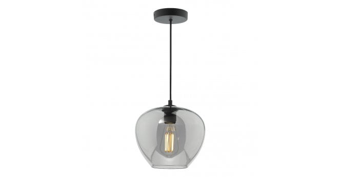 Där Lighting Shilah Pendant Matt Black and Smoked Glass